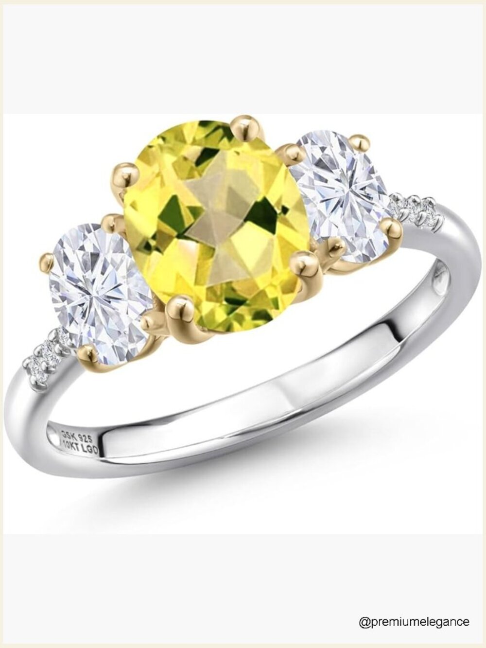 3.06 CT Oval Mystic Topaz Moissanite Diamond Engagement Ring 925 Silver 10K